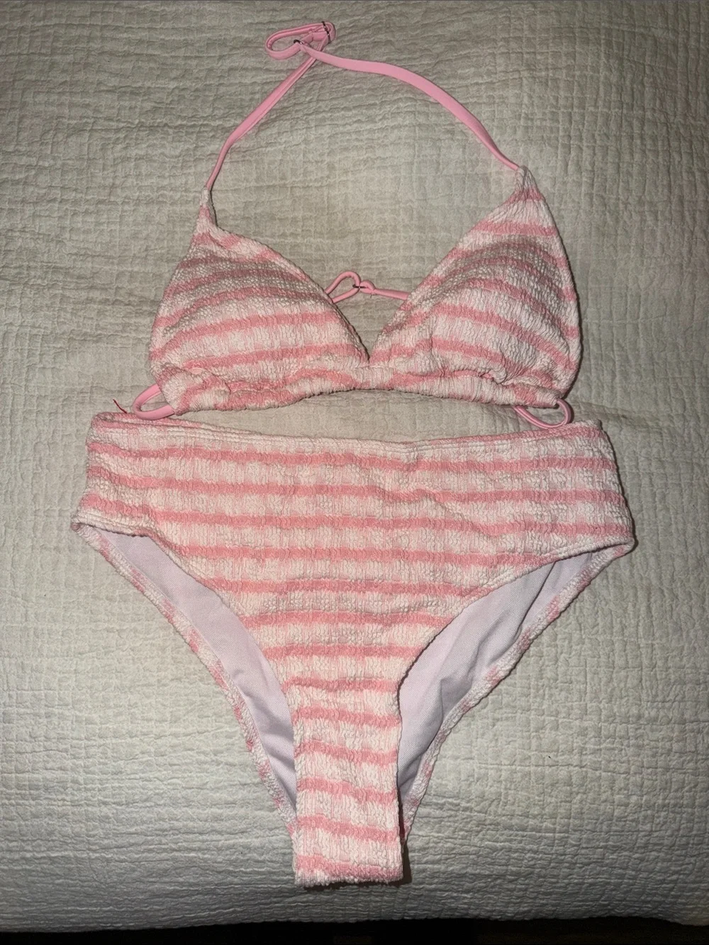 Kids Pink Stripe Two-Piece Swim Set - Brand Unspecified